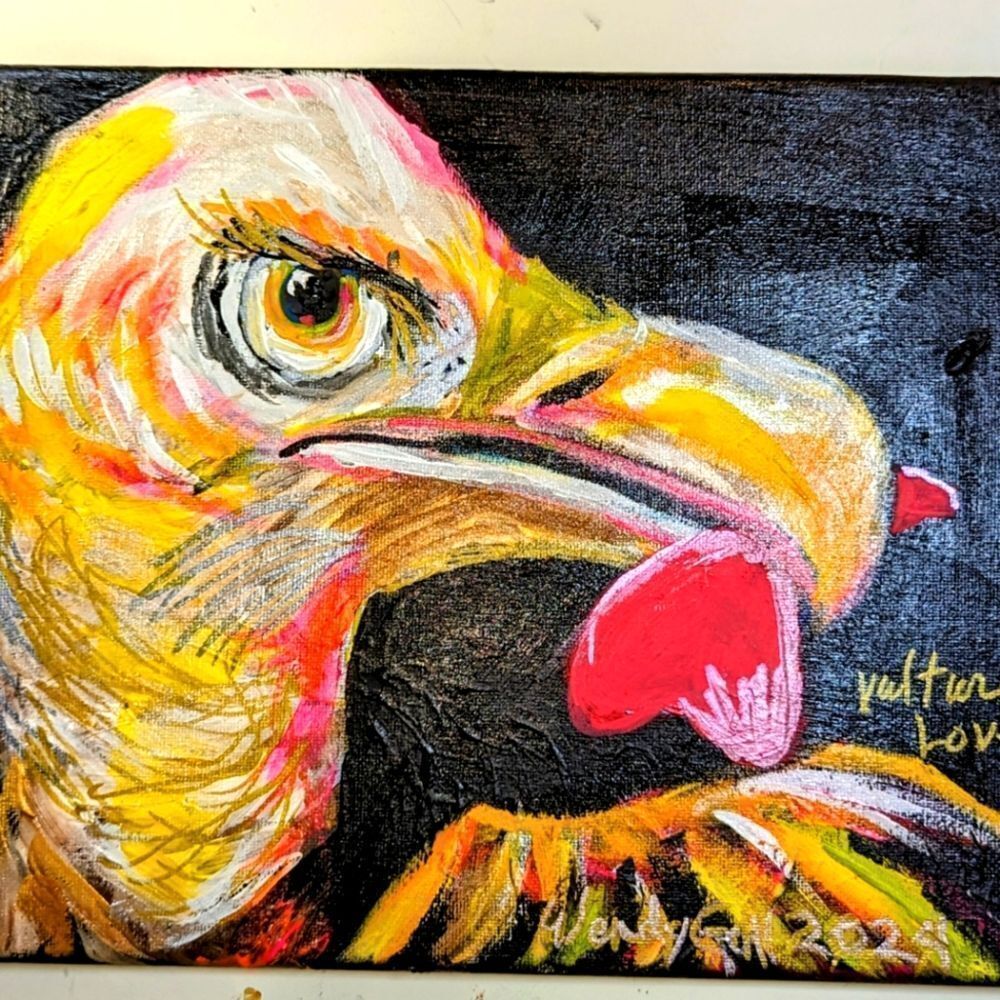 Wendy Gell Art Painting "Vulture Lover". Paint and markers. - Picture 2 of 3